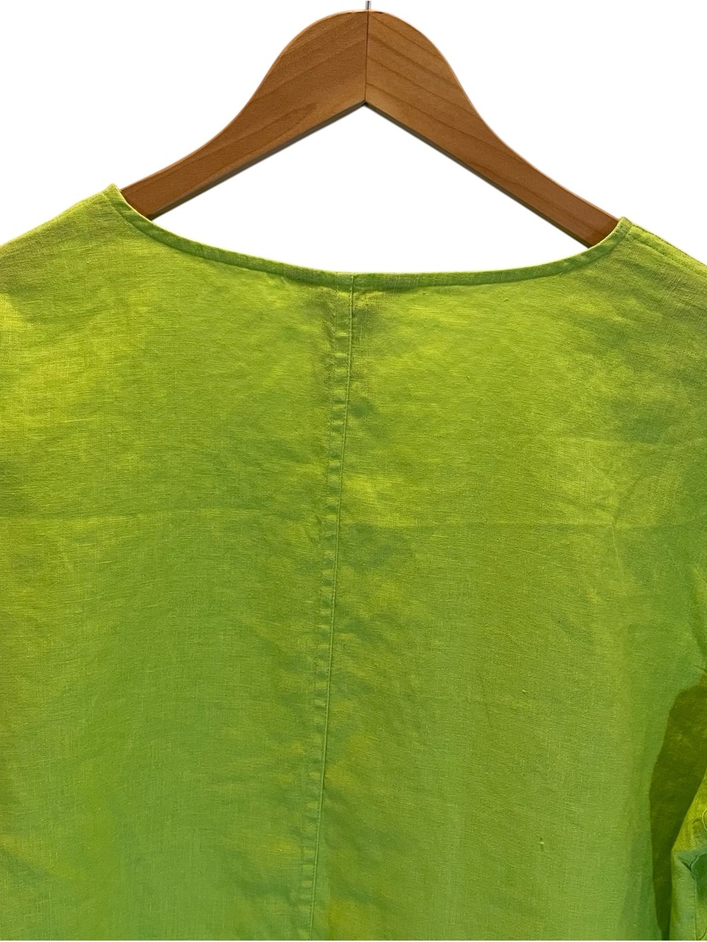 Ali Miles Lime Chartreuse Green V-Neck 100% Linen Tunic Top Size XL - Picture 5 of 8